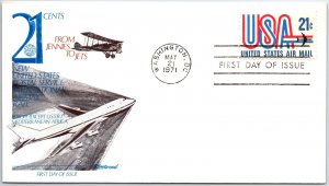 US FIRST DAY COVER AIRMAIL 21c C81 ON FLEETWOOD JENNIES TO JETS CACHET 1971