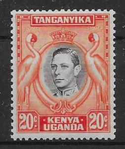 KENYA, UGANDA & TANGANYIKA SG139 1938 20c BLACK & ORANGE p13¼ MTD MINT