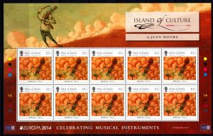 Isle of Man 2013 Musical Instrument - EUROPA 73p Complete MNH Sheet SC 1615a