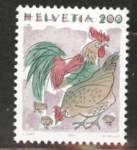 Switzerland Scott 881 MNH** Chicken Bird stamp 1992  CV$3