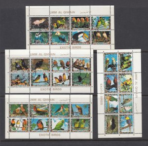 Umm Al Qiwain BIRDS 4x Souvenir Sheet (Mint Never Hinged) 