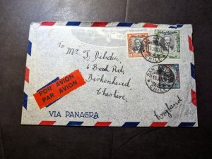 1933 Chile Airmail Overprint Cover San Antonio to Birkenhead Cheshire England