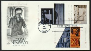 U.S. Used #3379-83 33c Louise Nevelson ArtCraft First Day Cover. Choice!