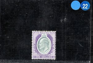 MALTA KEVII Stamp SG.61 1s Grey & Violet (1904) Mint LMM Cat £50 BLBLUE22