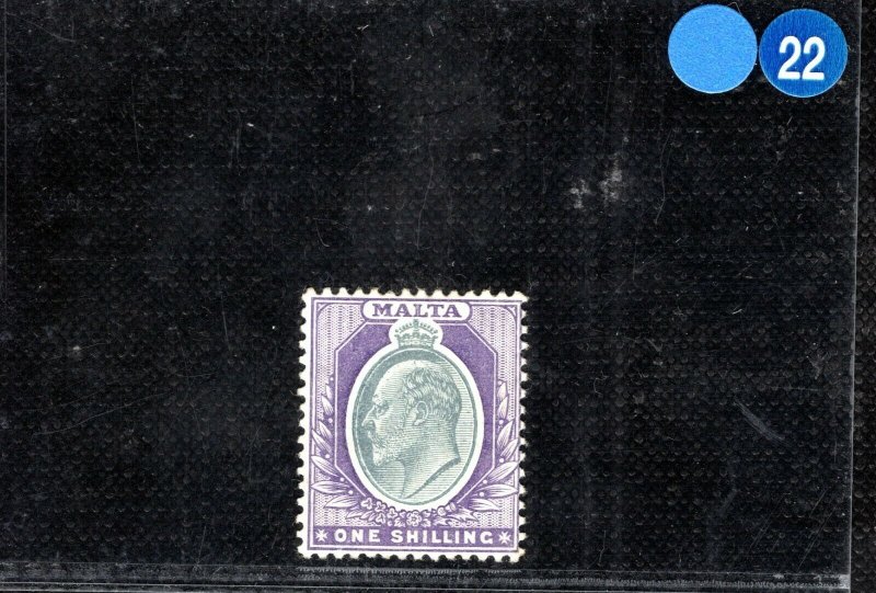 MALTA KEVII Stamp SG.61 1s Grey & Violet (1904) Mint LMM Cat £50 BLBLUE22