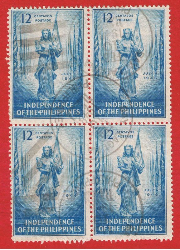 Philippines #502  F-VF used block of 4 Independence Free S/H