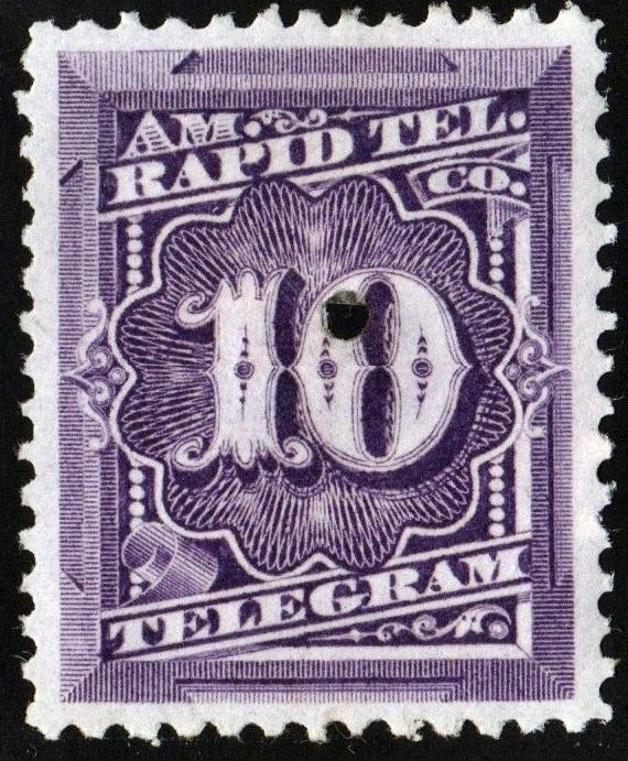 1T4 10¢ American Rapid Telegraph Company Stamp (1881) Remaindered/MH