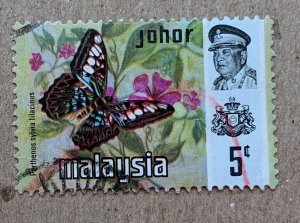 Johore 1971 5c Butterflies, used. Scott 178, CV $0.40. SG 177