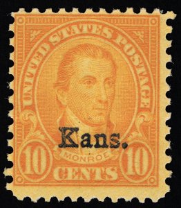 EXCELLENT GENUINE SCOTT #668 F-VF MINT OG NH 1929 KANSAS OVERPRINT #18898