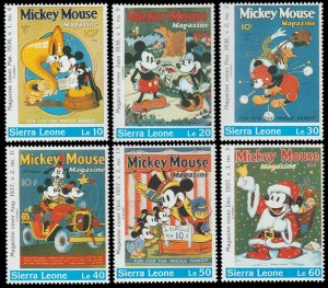 Sierra Leone 1992. Mint Disney Stamp Set.  Mickey Mouse Magazine Covers.