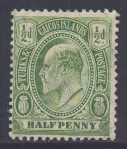 Turks Caicos Scott 13 - SG117, 1909 Edward VII 1/2d MH*