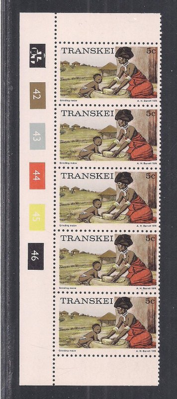 SOUTH AFRICA - TRANSKEI SC# 9  CONTROL STRIP/5 #42-46   FVF/MNH  1976