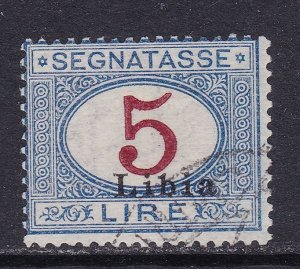Libya Scott J10, 1915 5L Postage Due F Used. Scott $190