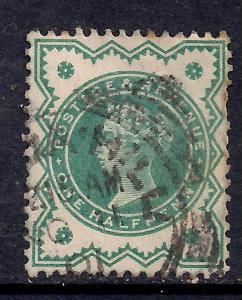 GB 1900 QV 1/2d Bluish green colour change SG 213 used stamp ( D111 )