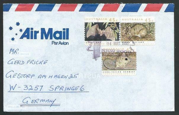 AUSTRALIA 1992 cover to Germany - nice franking - Sydney pictorial pmk.....12859