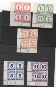 GHANA1970 # J16-J20 Postage Due set VFNH corner blocks