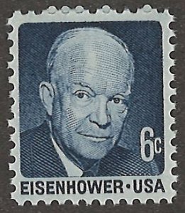 US Scott# 1393 1970 6c bl (Type II)  Eisenhower ; TAGGED, Shiny Gum Mint Neve...