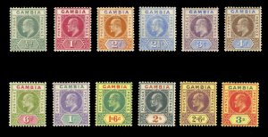 Gambia #28-39 Cat$287, 1902-5 Edward, complete set, hinged
