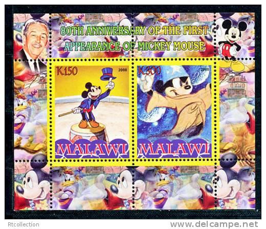 Malawi 2008 M/S Mickey Mouse Disney Cartoon Animation Childhood Stamps (2) perf