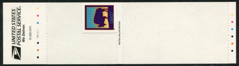 3484 US 21c Bison SA bklt sgl, MNH on bklt