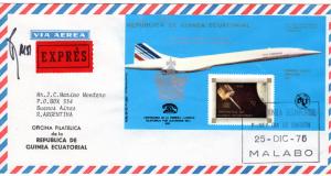 Equatorial Guinea 1976 Concorde ovpt.Silver Jubilee in Silver 3000ek. FDC