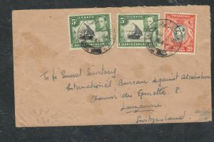 KENYA, UGANDA,TANGANYIKA 1947  COVER KGVI CX2+20C   TPO COVER  P0309A