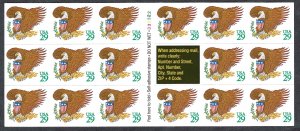 United States 2596a 29¢ Eagle & Shield (1992). Pane of 17. Green 29. MNH