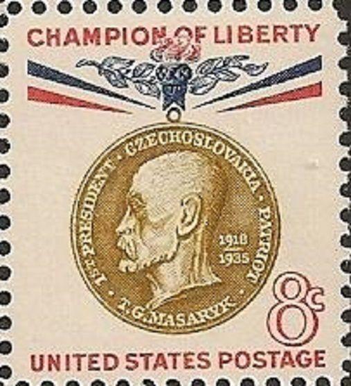 US 1148 Champion of Liberty Bust of Masaryk on Medal 8c single MNH 1960