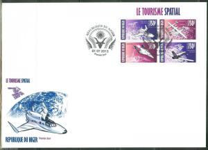 NIGER 2013 SPACE TOURISM SHEET OF FOUR FIRST DAY COVER