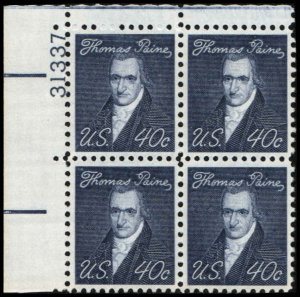 US #1292 PAINE MNH UL PLATE BLOCK #31337