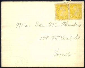 Canada Sc# 35X2 on cover (c) (Dundas>Toronto) 1895 4.11 Small Queen