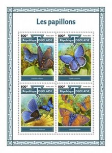 Togo - 2017 Butterflies on Stamps - 4 Stamp Sheet - TG17607a