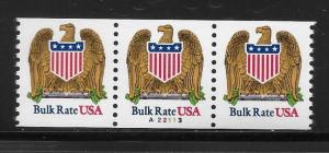 US 2602 Eagle & Shield PNC Strip of 3 Plate Number A22113 MNH