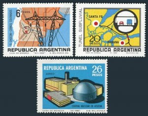 Argentina 914-915,C116,MNH.Mi 1046-1048. Hydroelectric dams, Tunnel, map, 1969.