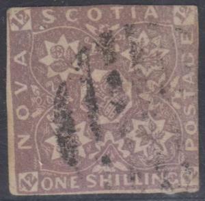 CANADA NOVA SCOTIA 1851-57 Sc 7 TOP VALUE FORGERY MUTE CANCEL (CV$6,500)