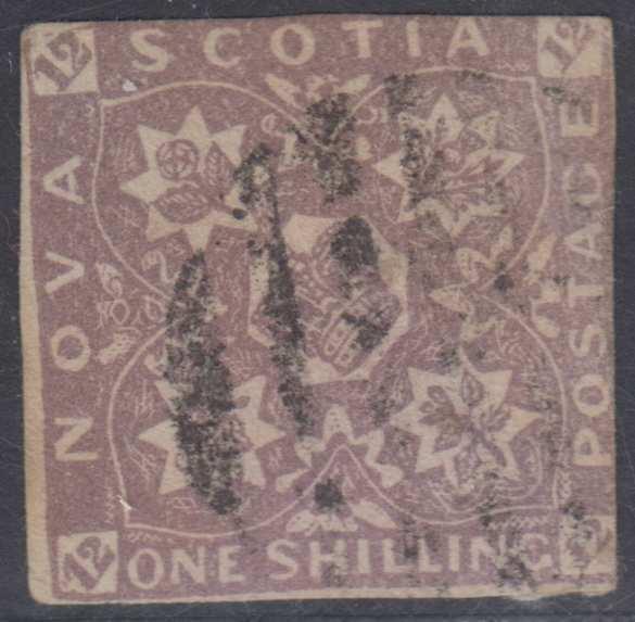 CANADA NOVA SCOTIA 1851-57 Sc 7 TOP VALUE FORGERY MUTE CANCEL (CV$6,500)