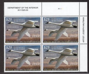 RW83 Federal Duck Stamp. Plate Numbered Block Of 4. MNH. OG  #02 RW83PB4TR