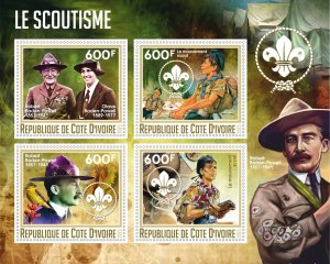 Stamps. Scouts 2023 year 1+1 sheets perforated Ivory Coast NEW