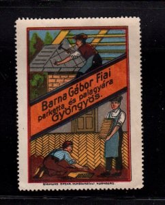 Hungarian Advertising Stamp- Gábor Barna Fiai Parquet & Slate Factory Gyöngyös.