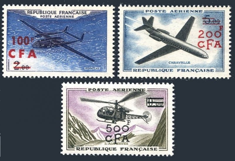 Reunion C48-C50, MNH. Michel 418-420. Noratlas, Caravelle, Helicopter, 1961.