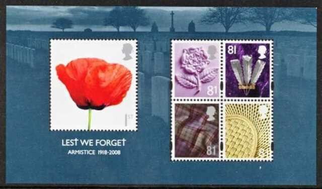 GB Scott 2614a-2614a, (SG MS 2886) MNH, Free Shipping, Lest we forget S/S