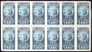 1940 California Revenue 10 Cents 1 Pint Distilled Spirits Tax Stamps Block/12