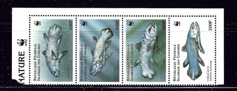 Comoro Is 833 MNH 1998 Fish strip of  been folded
