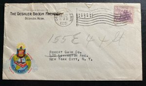 1933 Deshler NB Usa Advertising Cover To New York Deshler Broom Factory’s