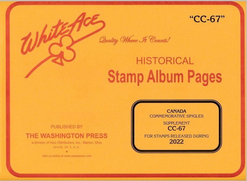 WHITE ACE 2022 Canada Commemorative Singles Stamp Album Supplement CC-67