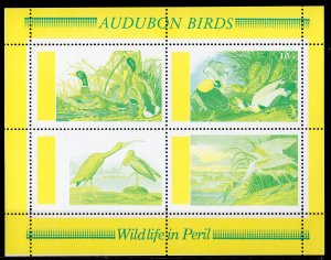 Tanzania 1986  Sc# 309a John Audubon Birds m/sheet with red omitted.MAJOR ERROR