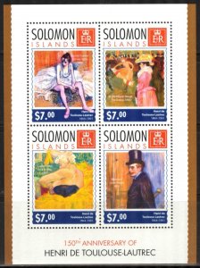 Solomon Islands 2014 Art Paintings Henri de Toulouse Lautrec Sheet MNH