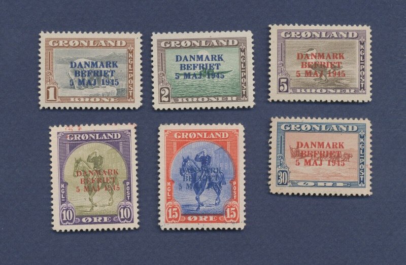 GREENLAND - Scott 22a-27a - VF MNH - COLOR ERRORS - CERTIFIED - 3 Scans