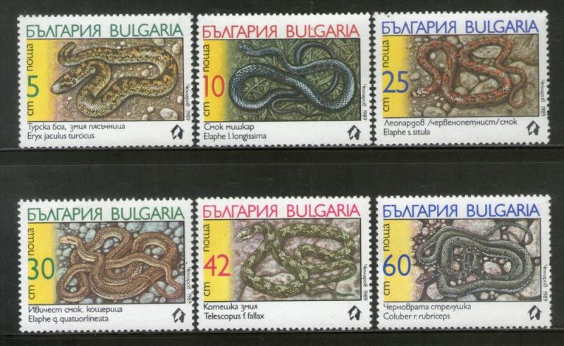 Bulgaria 1989 Snakes Reptiles Fauna Sc 3491-96 MNH # 3247