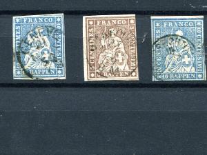 Switzerland #23c red st, 25 blk st, 23ca green st  Used F-VF